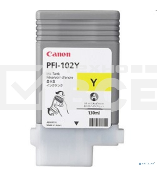 Картридж струйный Canon PFI-102Y (0898B001) желтый, 130 мл., для imagePROGRAF iPF605, iPF610., iPF650, iPF655, iPF710, iPF750, iPF755, LP17, iPF510