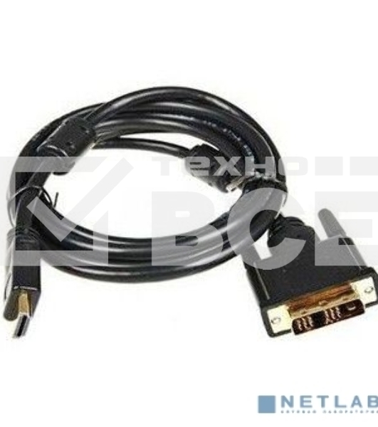 Кабель DVI Buro HDMI19 (m)/DVI-D(m) 5м феррит.кольца Позолоченные контакты