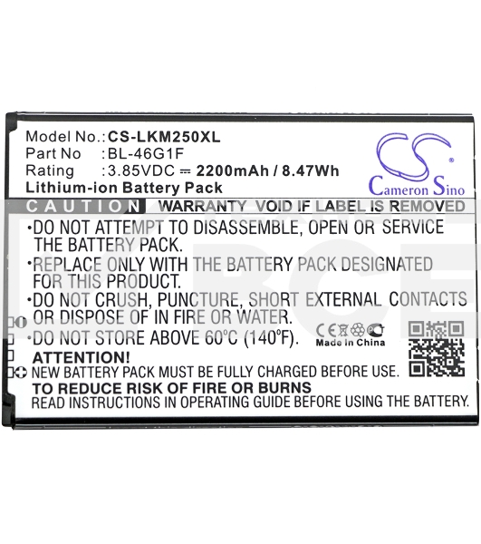 Аккумулятор CameronSinoCS-LKM250XL BL-46G1F для LG Grace, K10 20173.85V / 2200mAh / 8.47Wh