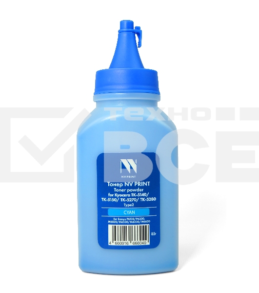 Тонер NVPrint для Kyocera ТК-5140/ТК-5150/ТК-5270/ТК-5280 Type2 (85г) Cyan совместимый