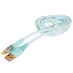 Кабель Maxvi MC-19L blue, USB-A - Lightning, 2.4A, LED ток макс. нагрузки 2.4А, макс. напряжение 5V; стандарт USB 2.0; длина кабеля 1.5м, нейлоновая оплетка, металлические корпуса разъемов,LED подсветка, цвет: синий, фото5