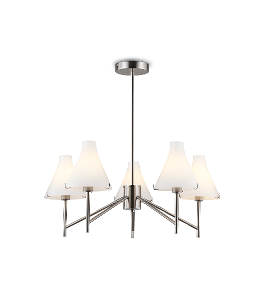 Люстра Ambrella light LH57123/5 SN/FR никель/белый матовый E14/5 max 40W D650*590