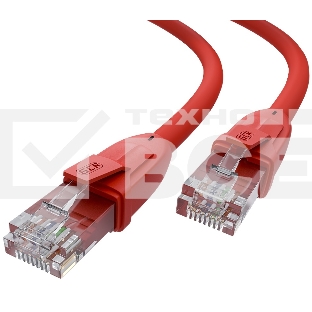 Патч-корд GCR прямой 5.0m UTP кат.6, красный, 24 AWG, литой, ethernet high speed, RJ45, T568B