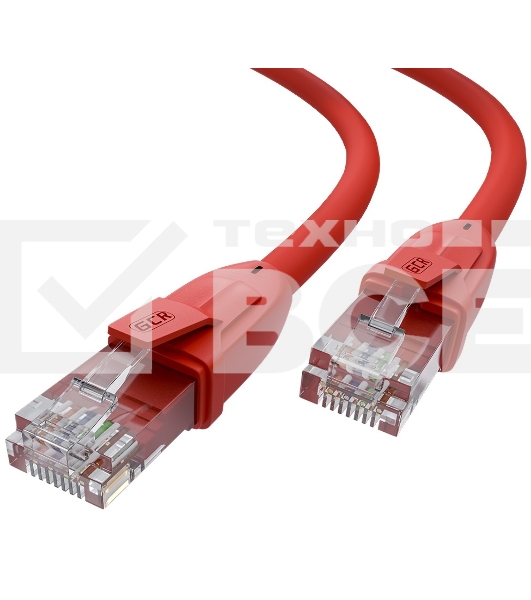 Патч-корд GCR прямой 5.0m UTP кат.6, красный, 24 AWG, литой, ethernet high speed, RJ45, T568B