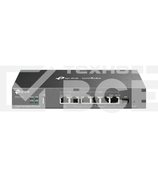 Маршрутизатор VPN TP-Link ER707-M2 Omada с мультигигабитными портами,1 x RJ45 WAN 2,5 Гбит/с, 1 x RJ45 WAN/LAN 2,5 Гбит/с, 1 x SFP WAN/LAN, 4 гиг. порта RJ45 WAN/LAN, 1 порт USB 2.0