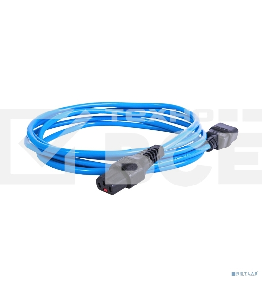 Шнур питания с фиксатором REM IEC 60320 C13/IEC 60320 C14, 10 А/250 В (3 * 1,0), длина 1,8 м, синий R-10-Cord-C13-C14-1.8-Blue