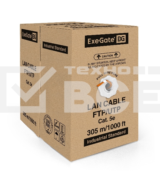 Кабель ExeGate UTP 4 пары кат.5e медь, 24AWG, LSZH, бухта 305м, оранжевый