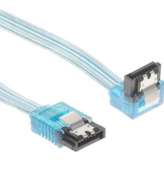 Кабель интерфейсный SATA Cablexpert CC-SATAM-DATA90-TR-30CM, Sata3 7pin/7pin, мет.защелка, угловой разъем, 30 см, прозрачный, пакет