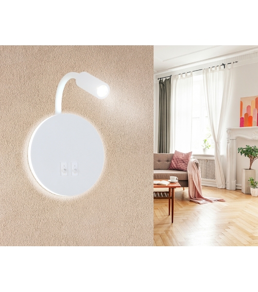 Настенный светодиодный светильник Ambrella light FW295 SWH белый песок LED 6400К+4200K 6W+3W D150*163