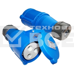 Вилка Lanmaster LAN-IEC-309-32A1P/F однофазная мама 32A 250V разборная синяя