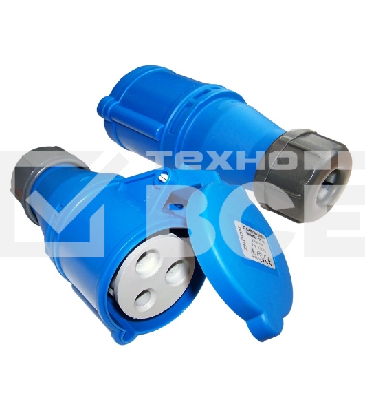 Вилка Lanmaster LAN-IEC-309-32A1P/F однофазная мама 32A 250V разборная синяя