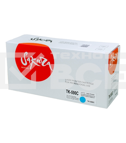 Картридж Sakura TK590C для Kyocera Mita FS-C2026/C2126MFP, синий, 5000 к.