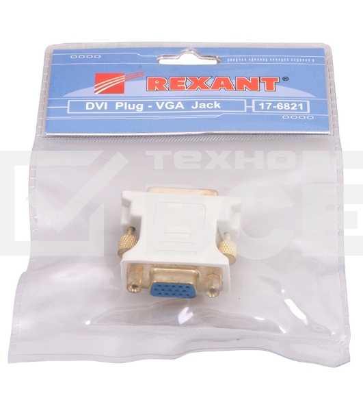 Переходник Rexant (17-6821) ПЕРЕХОДНИК шт.DVI - гн.VGA GOLD