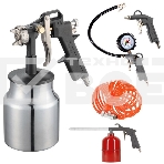 Набор пневмоинструмента PATRIOT KIT 5В5пр. краскопульт с н.баком пистолеты шланг5м пульверизатор, фото 1