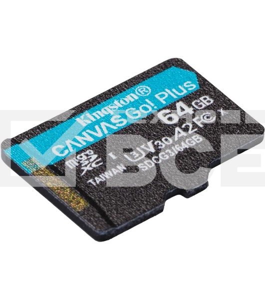 Флеш карта Kingston 64GB microSDXC Canvas Go Plus 170R A2 U3 V30 Single Pack w/o ADP EAN: 740617301175