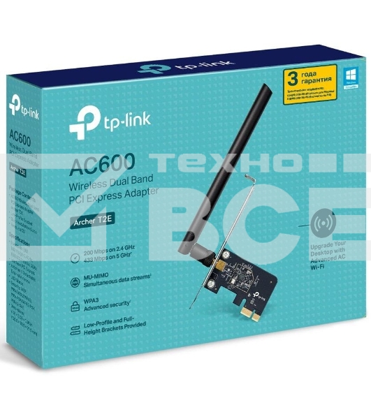 Двухдиапазонный Wi-Fi адаптер TP-Link Archer T2E AC600 PCI Express
