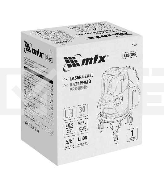 Лазерный уровень CRL-30G, 30 м, зеленый луч, акк. Li 2400 mah, резьба 5/8