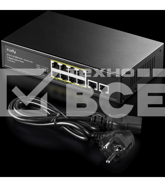 Коммутатор Cudy FS1010PG (L2) 8x100Мбит/с 2x1Гбит/с 8PoE+ 120W неуправляемый