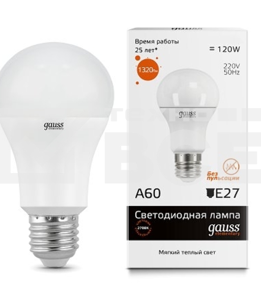 Лампа cветодиодная Gauss LED Elementary 23215A60 15W E27 2700K 1/10/40 груша