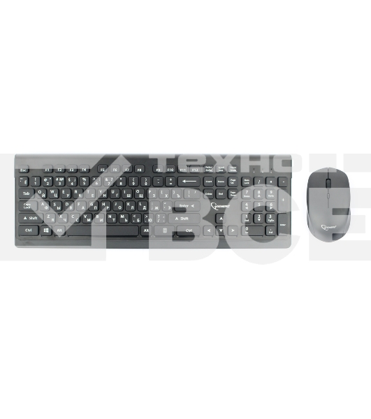 Комплект клавиатура+мышь беспроводные Gembird KBS-7200, черный, 2.4ГГц/10м, 1600 DPI, мини-приемник- USB