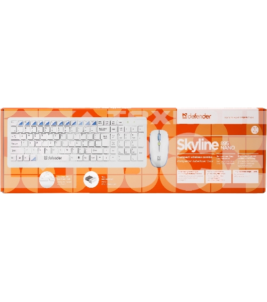 Клавиатура + мышь Defender Skyline 895 Nano W (Белый) Кл:104, 1000/1500/2000dpi