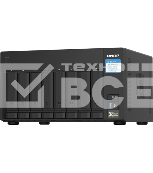Сетевое хранилище без дисков SMB QNAP TS-832PX-4G 8-Bay NAS, AL324 64-bit quad-core 1.7GHz, 4GB DDR4 SODIMM RAM (up to 1x16 GB), 8 x 3.5