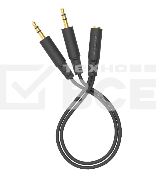 Адаптер аудио A4Tech AD-4P Jack 3.5 (f)/2xJack 3.5 (m) 0.2м. черный