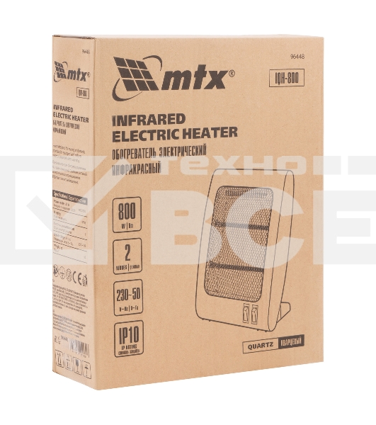 Инфракрасный обогреватель MTX IQH-800, белый, кварцевый, 800 Вт, 8 м2