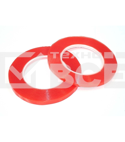 Скотч двусторонний прозрачный 3M с красной защитной лентой ширина 3мм 25м