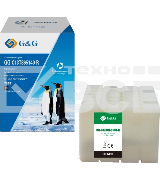 Картридж струйный G&G GG-C13T865140-R T8651 черный (200мл) для Epson WF Pro WF-M5690DWF/M5190DW