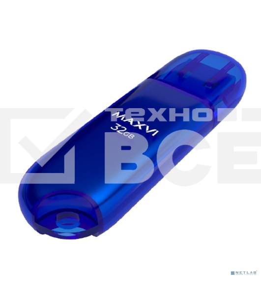 Флешка USB Maxvi P1 32Gb USB 2.0 blue, монолит с колпачком, ABS пластик