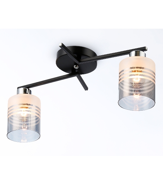 Светильник Ambrella light TR303211/2 BK/CH/SM/FR черный/хром/дымчатый/белый матовый E27*2 max 60W 500*170*200