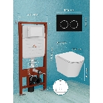 Комплект BAU 6 в 1: усиленная инсталляция BAU IDEAL, унитаз подвесной безободковый Bau Nimb Hurricane смыв торнадо, быстросъемное тонкое сиденье дюропласт микролифт, клавиша BAU Round, черная матовая, фото5