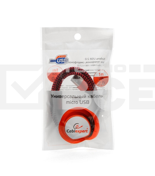 Кабель Gembird USB 2.0 Cablexpert CC-mUSB2pe1m, AM/microBM 5P, 1м, нейлоновая оплетка, алюминиевые разъемы, фиолетовый, пакет