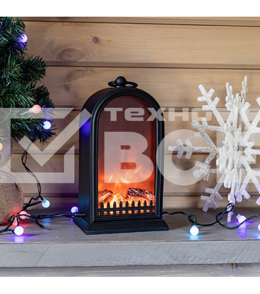 Светодиодный камин Neon-night 'Фьюжн' с эффектом живого огня 14,7x11,7x25 см, батарейки 2хС (не в комплекте) USB, черный