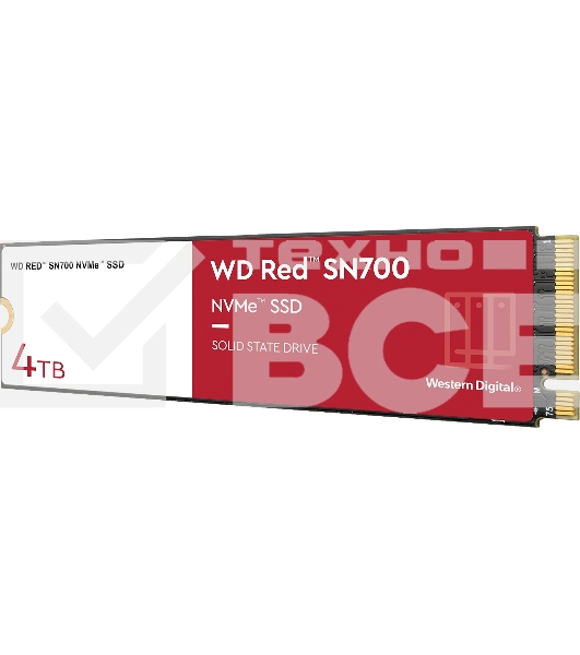 Накопитель SSD WD Red SN700 WDS400T1R0C, 4Tb, PCIe 3.0 x4, M.2 2280, NVMe, R/W 3400/3100