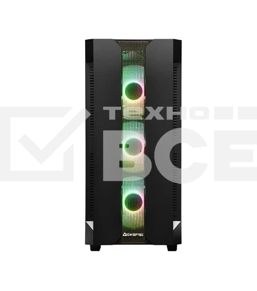 Компьютерный корпус CHIEFTEC HUNTER GS-01B-OP без БП, боковая панель из закаленного стекла, 3xARGB LED 120мм вентилятора спереди, 1xARGB LED 120мм вентилятор сзади, черный, ATX