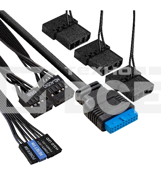 Компьютерный корпус Miditower ExeGate EVO-5001A-500NPX (ATX, БП 500NPX с вент. 12 см, 2*USB+1*USB3.0+HD Audio, черный, 3 вент.12см с RGB подсветкой, боковая панель - закаленное стекло)