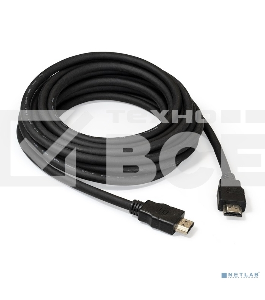 Кабель HDMI Exegate EX287732RUS EX-CC-HDMI2-5.0 (19M/19M, v2.0, 5м, 4K UHD, Ethernet, позолоченные контакты)