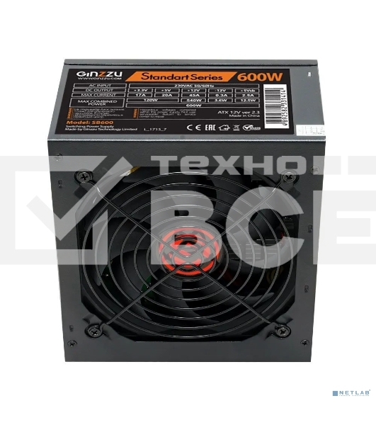 Блок питания Ginzzu SB600 12CM