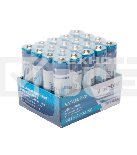 Батарейки щелочные/алкалиновые Gembird GB-LR03-20B, тип AAA, 20шт, коробка