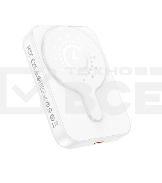 Внешний аккумулятор Powerbank HOCO J117A с быстрой беспроводной зарядкой (магнитный), белый