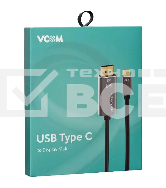 Кабель-адаптер VCOM USB Type-Cm --> DP1.4v (m) 8K@60Hz, 1.8m , Alum Shell