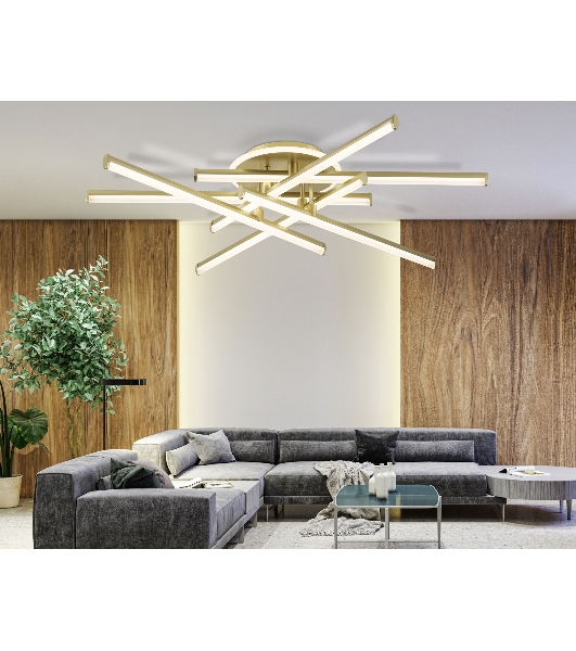 Потолочный светодиодный светильник Ambrella light FL6254 GD золото 97W 3000K-6400K 805*760*170 (ПДУ ИК)