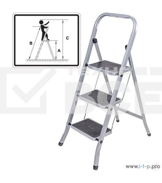 Лестница-стремянка FIT РОС стальная, 4 широкие ступени, Н=129 см, вес 6,25 кг 65383