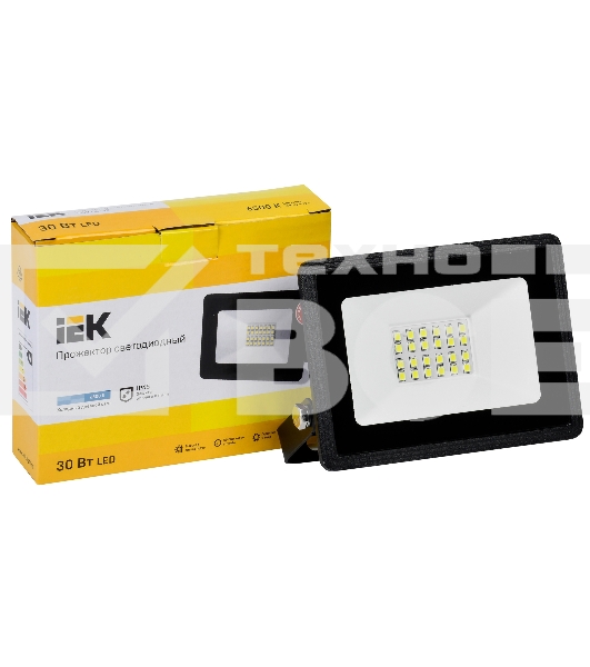 Прожектор Iek LPDO601-30-65-K02 СДО 06-30 светодиодный черный IP65 6500 K IEK