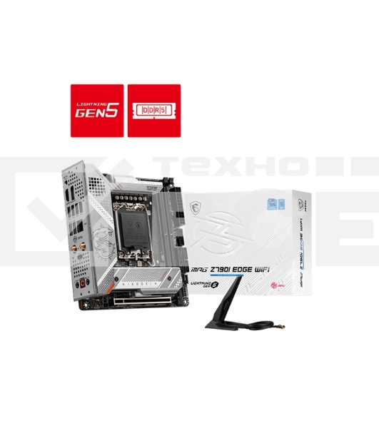 Материнская плата MSI MPG Z790I EDGE WIFI, LGA 1700,  Intel Z790, 2xDDR5, 4xSATA, 3xM.2, 1xPCIe 5.0 x16, 1xDP, 1xHDMI, 1x 2.5Gb LAN, 1xUSB-C 3.2 Gen 2x2, 2xUSB-A 3.2 Gen 2, 4xUSB-A 3.2 Gen 1, Mini-ITX