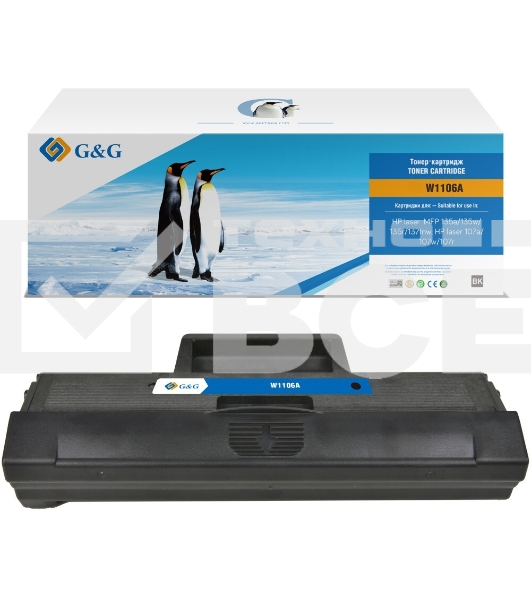 Картридж лазерный G&G GG-W1106A черный (1000стр.) для HP Laser 107a/107r/107w/135a MFP/135r MFP/135w MFP/137fnw MFP