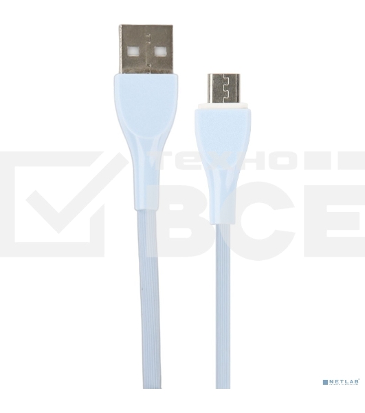 Кабель PERFEO USB A вилка - Micro USB вилка, 2.4A, голубой, силикон, 1 м., ULTRA SOFT (U4022)