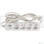 Удлинитель EKF UBA16-2USB-4-05i Удлинитель 'Эксперт' 4 гнезда 5 метров 16А/3,5 кВт с 2 USB 2,1А ПВС 3х1, фото 1